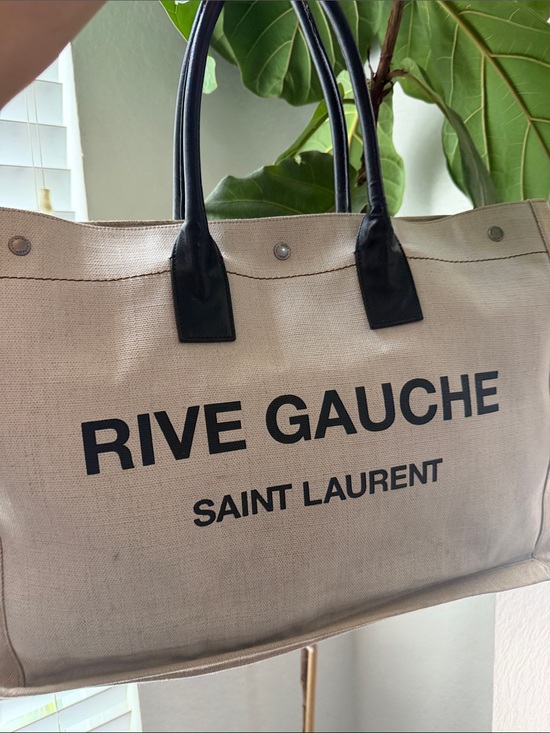 Saint Laurent Handbags - Authentic Saint Laurent Canvas Rive Gauche Tote in Ivory and Black